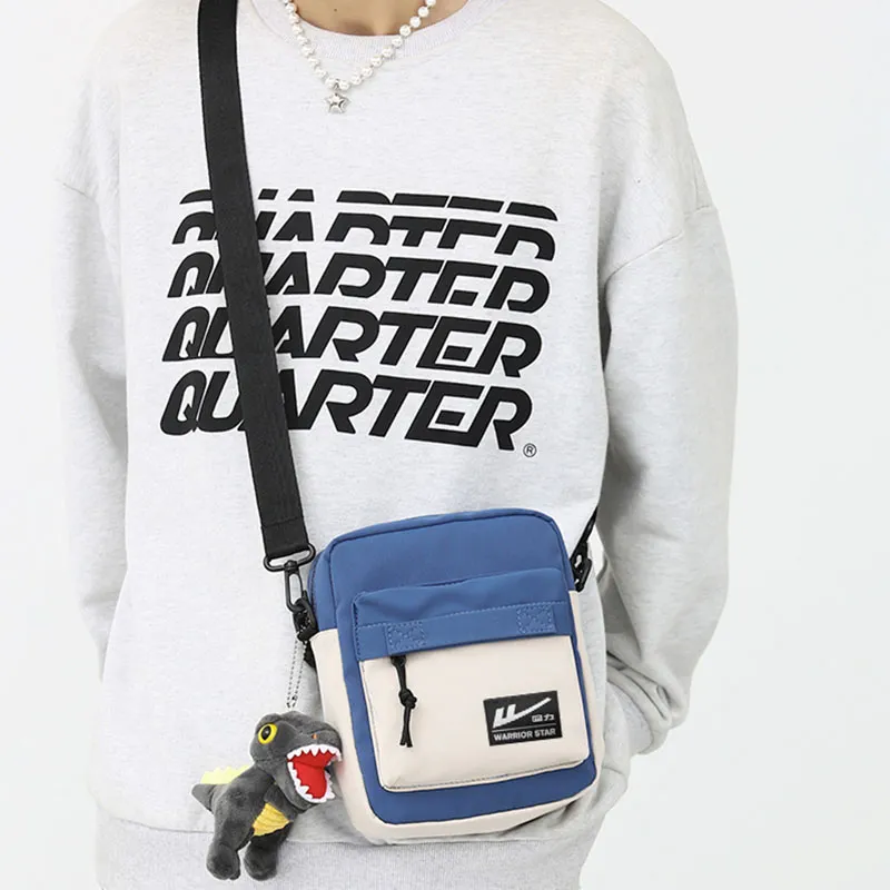 Warrior Nylon Fabric Shoulder Bag Unisex Black/White-7