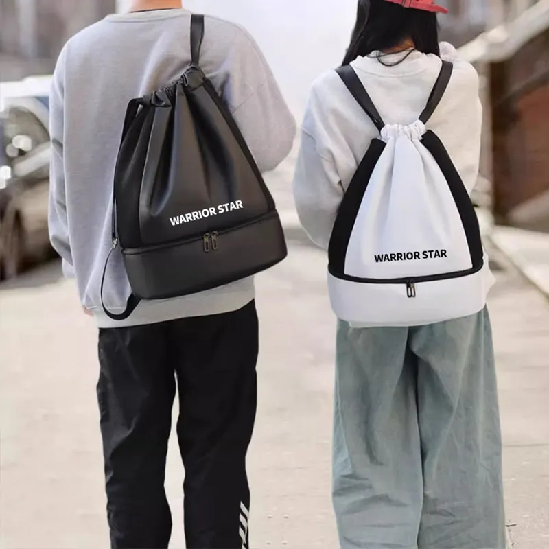 Warrior Polyester Gym Bag Large Size Unisex Black White-4