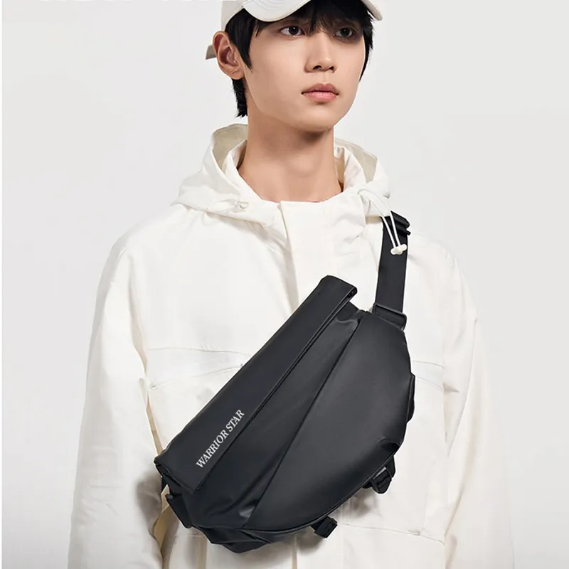 Warrior Polyester Shoulder Bag, Sling Bag Regular Unisex Night Shadow Black-5