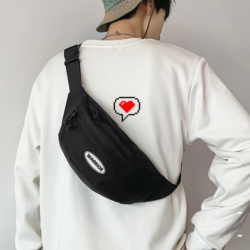 Warrior Nylon Sling Bag Fanny Pack Backpack Crossbody Bag Shoulder Bag Unisex Black-2