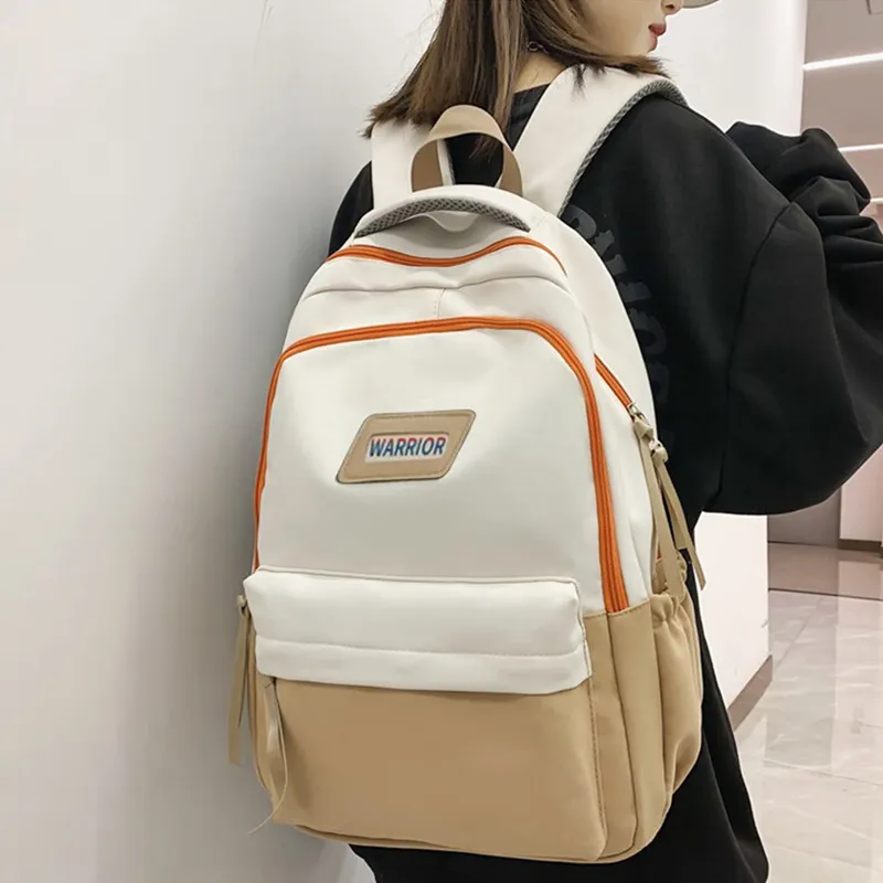 Warrior Nylon Backpack Large Size Unisex White/Green/Red-2
