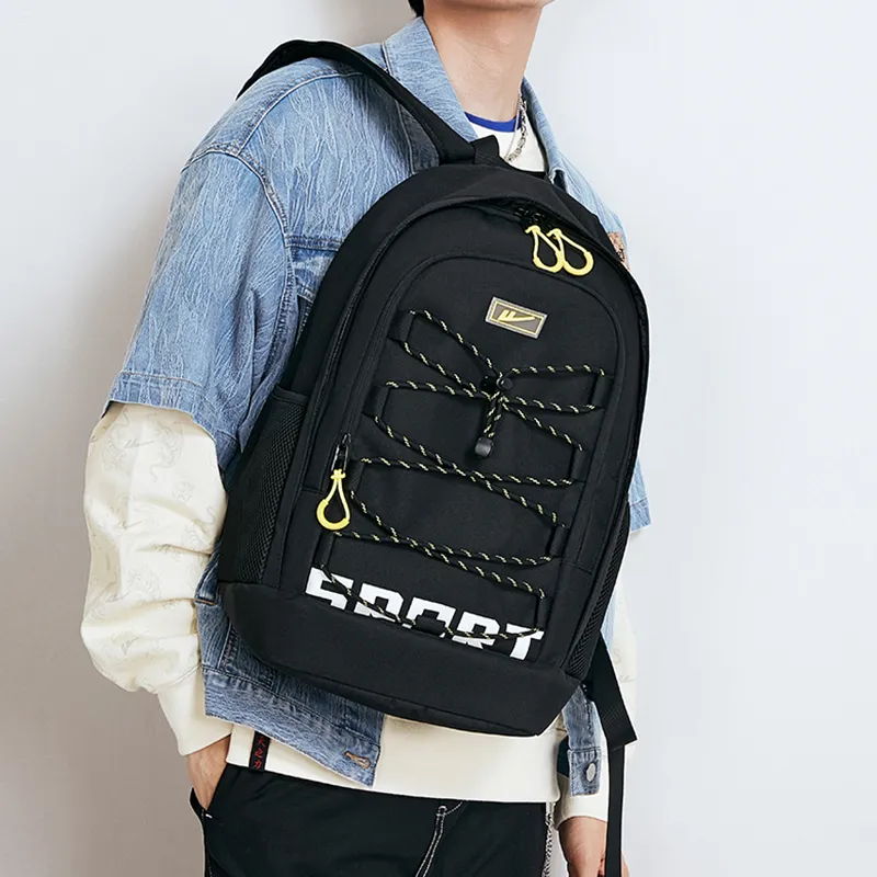 Warrior Fabric Backpack Large Size Unisex Black White-3