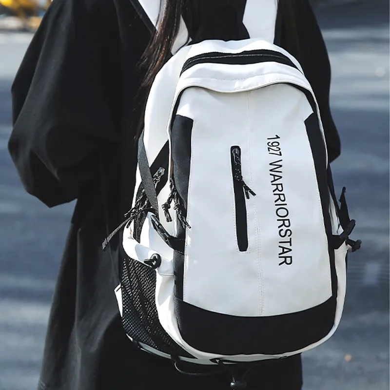 Warrior Nylon Backpack Unisex Black/White-2