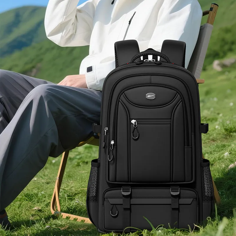 Warrior Nylon Fabric Backpack Unisex Black-2
