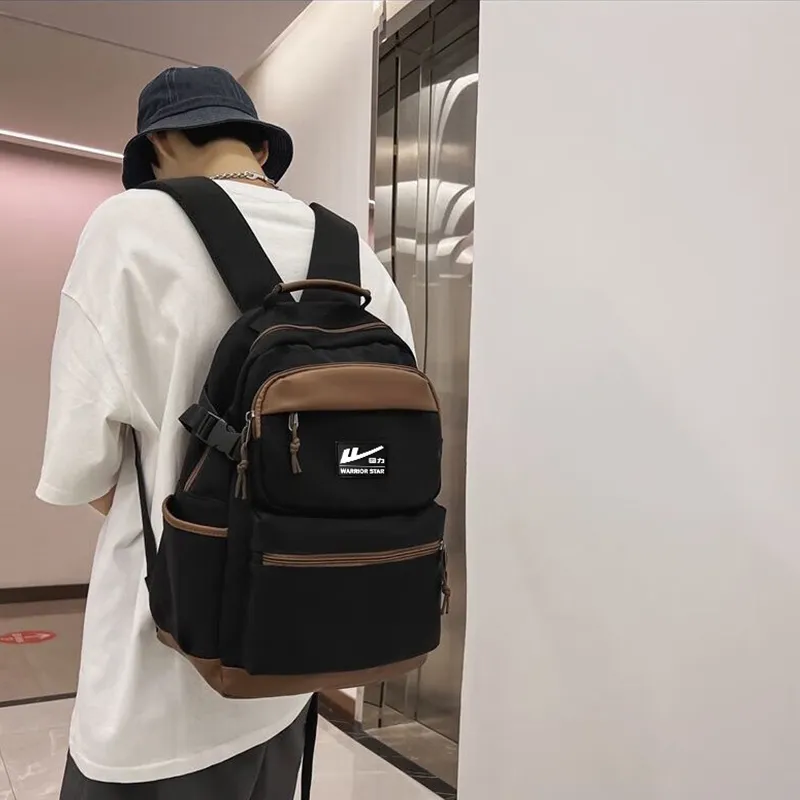 Warrior Nylon Fabric Backpack Tubas Unisex Black/White-4