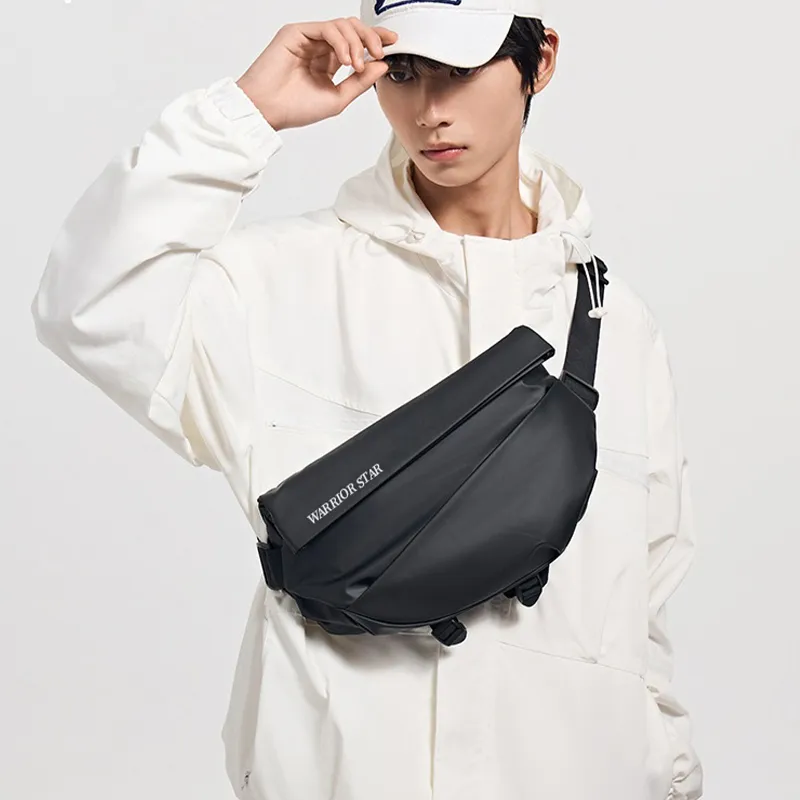 Warrior Polyester Shoulder Bag, Sling Bag Regular Unisex Night Shadow Black-2