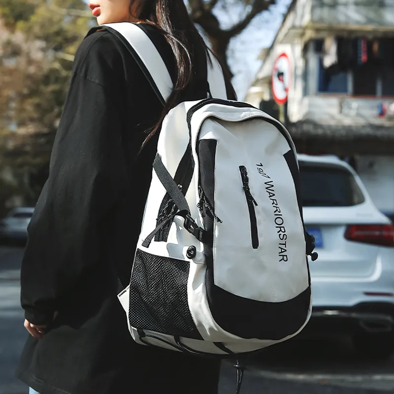 Warrior Nylon Backpack Unisex Black/White-3