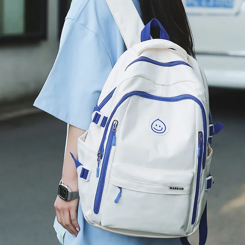 Warrior Nylon Backpack Regular Unisex Blue White Pair-1