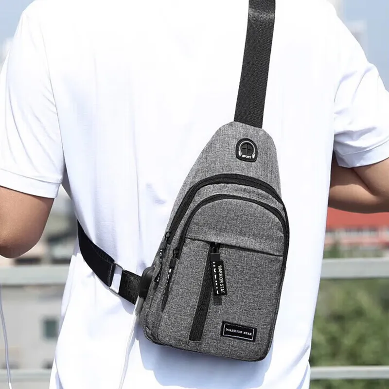 Warrior Fabric One Shoulder Sling Bag Men's Gray-1