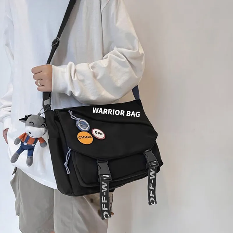 Warrior Nylon Crossbody Bag Regular Unisex Black/White-18