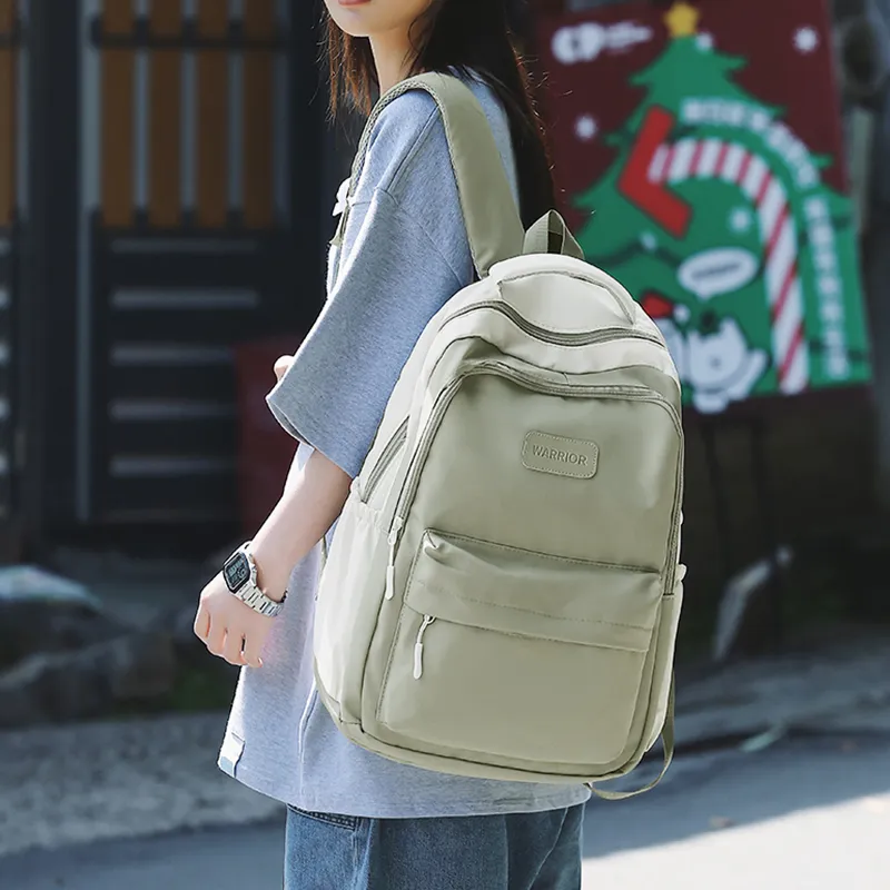 Warrior Nylon Backpack Large Size Unisex White/Green/Red-12