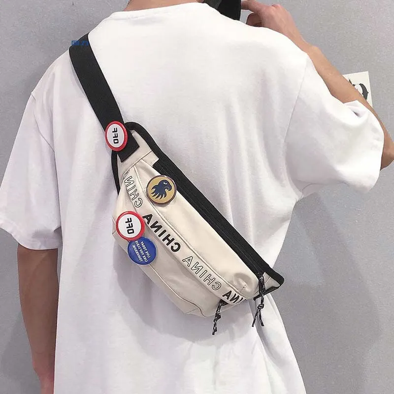 Warrior Polyamide With Nylon Sling Bag Regular Unisex Black White-2
