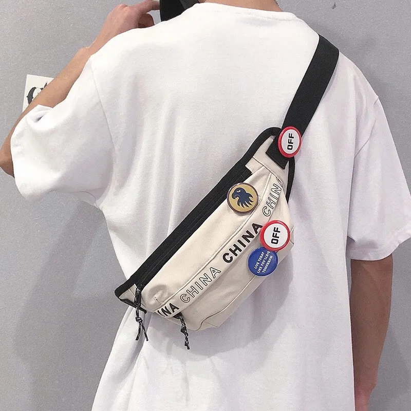 Warrior Polyamide With Nylon Sling Bag Regular Unisex Black White-1