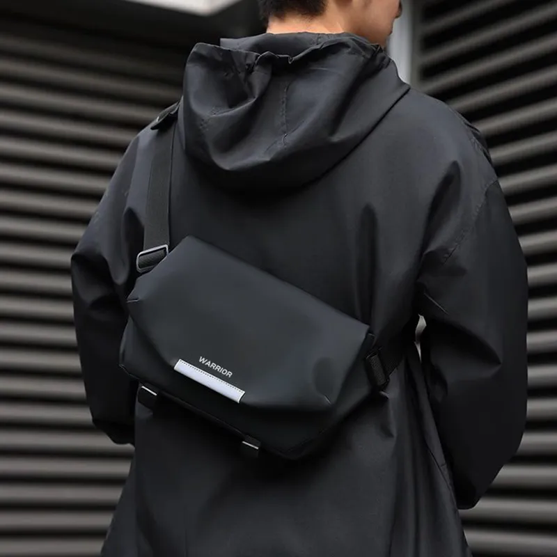 Warrior PU Crossbody Bag Large Size Men's Black-4