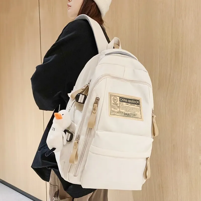 Warrior Nylon Backpack Large Size Unisex Fashion Burgundy/White/Black-7