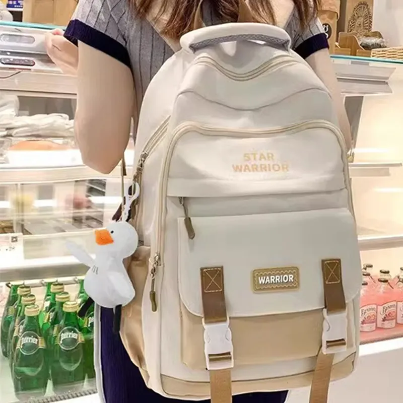 Warrior Water Repellent Fabric Backpack Unisex Beige-1