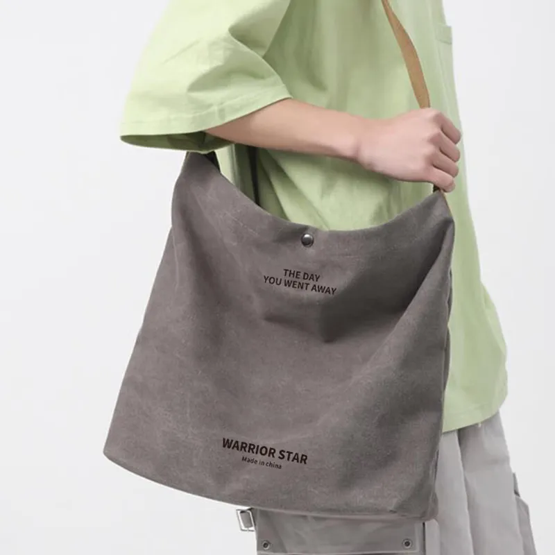 Warrior Canvas Bag, Crossbody Handbag Tubas Unisex Gray/Beige/Black-3