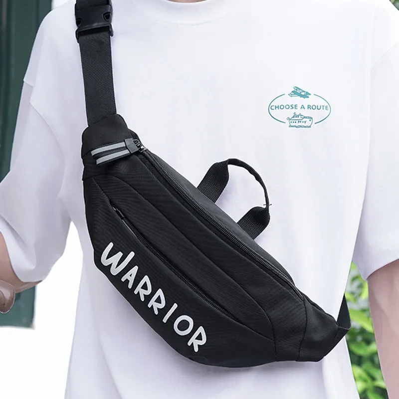 Warrior Nylon Sling Bag Crossbody Bag Shoulder Bag Unisex Black White-1
