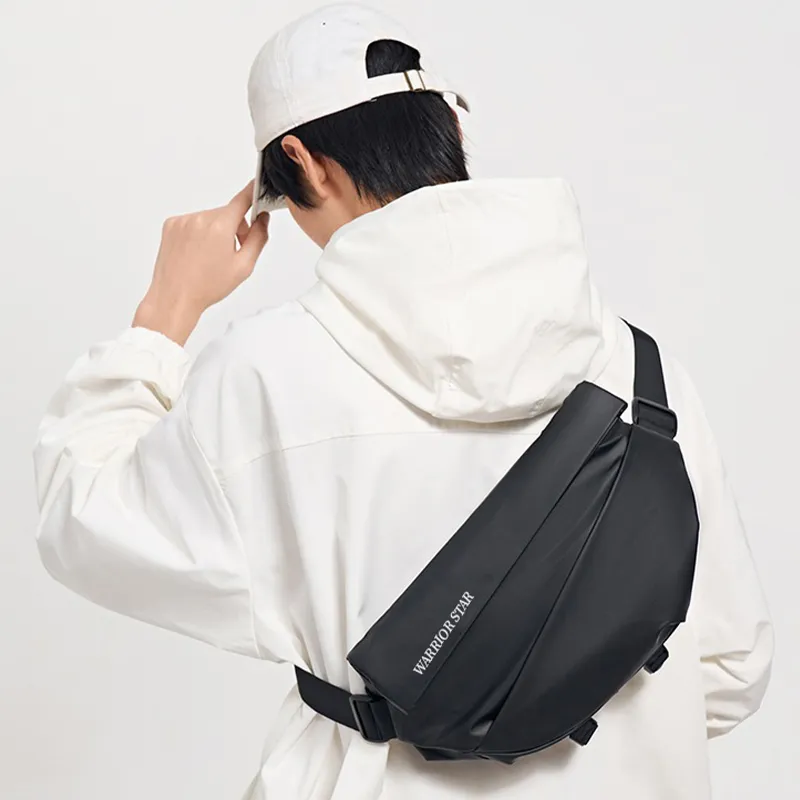 Warrior Polyester Shoulder Bag, Sling Bag Regular Unisex Night Shadow Black-4