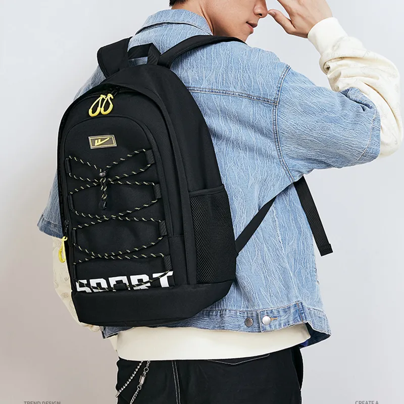 Warrior Fabric Backpack Large Size Unisex Black White-2