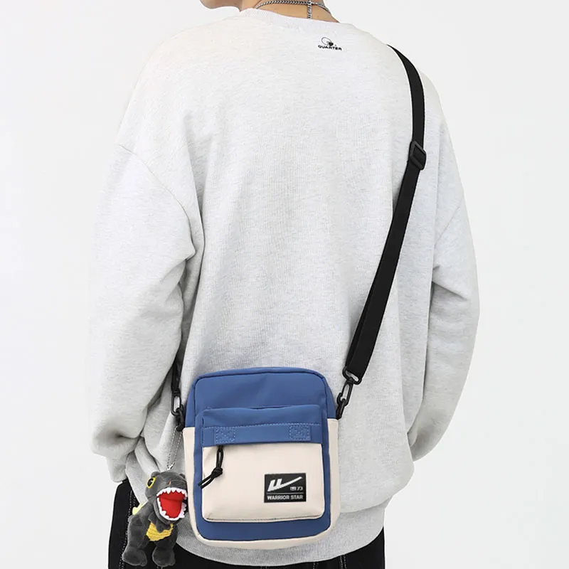 Warrior Nylon Fabric Shoulder Bag Unisex Black/White-8