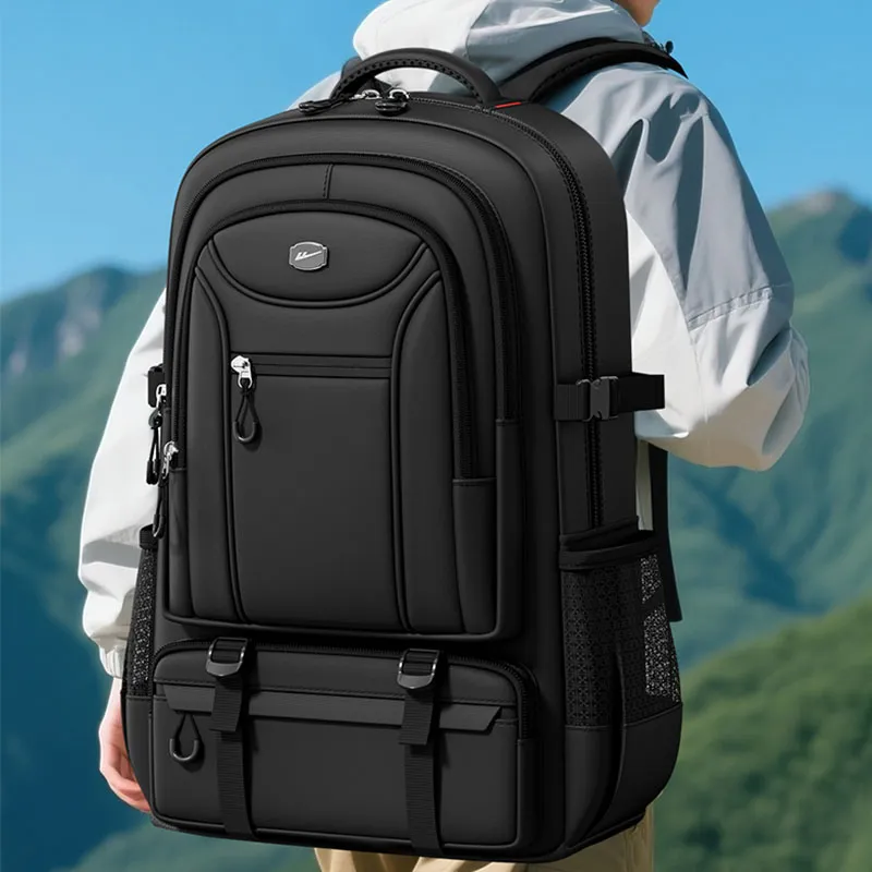 Warrior Nylon Fabric Backpack Unisex Black-1