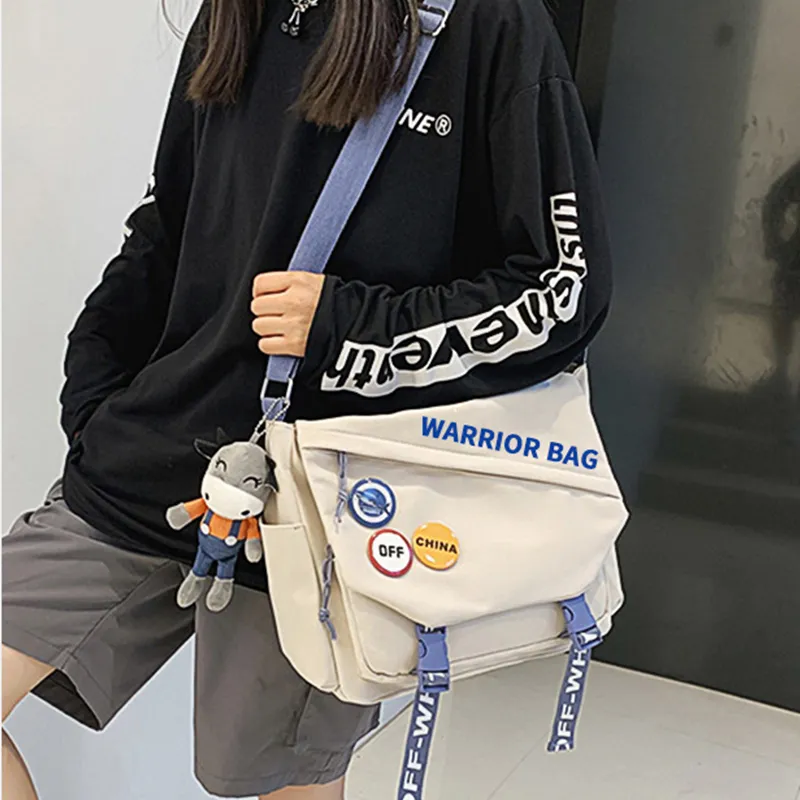 Warrior Nylon Shoulder Bag Unisex White/Black-2