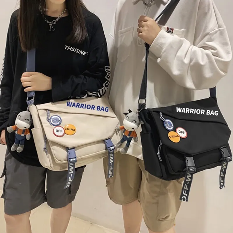 Warrior Nylon Crossbody Bag Regular Unisex Black/White-14