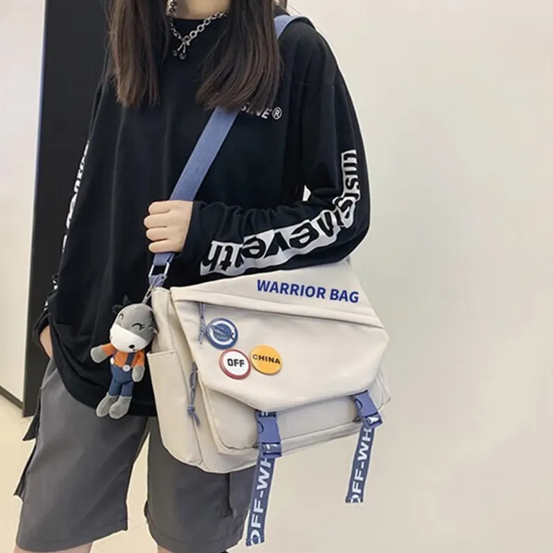 Warrior Nylon Crossbody Bag Regular Unisex Black/White-13