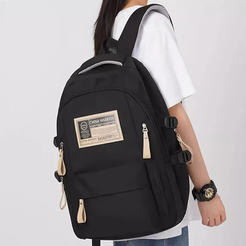 Warrior Nylon Backpack Large Size Unisex Fashion Burgundy/White/Black-12