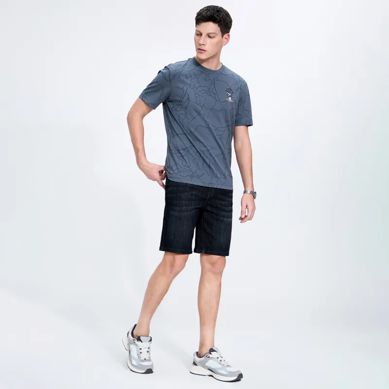 Dance With Wolves Denim Shorts Men's Black Gray-2