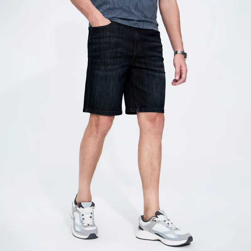 Dance With Wolves Denim Shorts Men's Black Gray-3