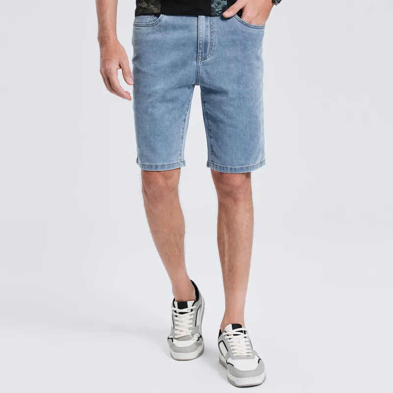 Dance With Wolves Denim Shorts Men's Light Blue-4