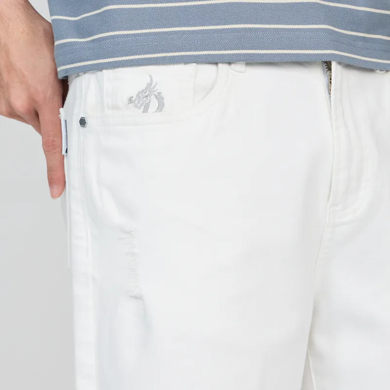 Dance With Wolves Denim Shorts Men's Raw White-6