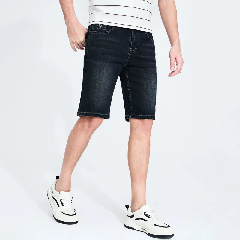 Dance With Wolves Denim Shorts Men's Dark Blue-6