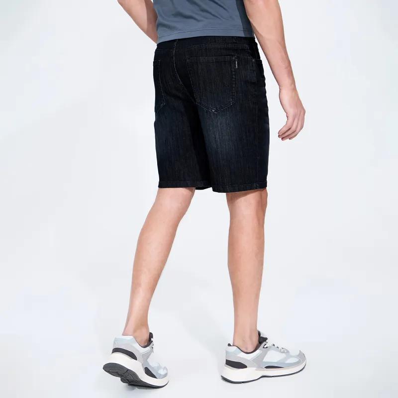 Dance With Wolves Denim Shorts Men's Black Gray-4