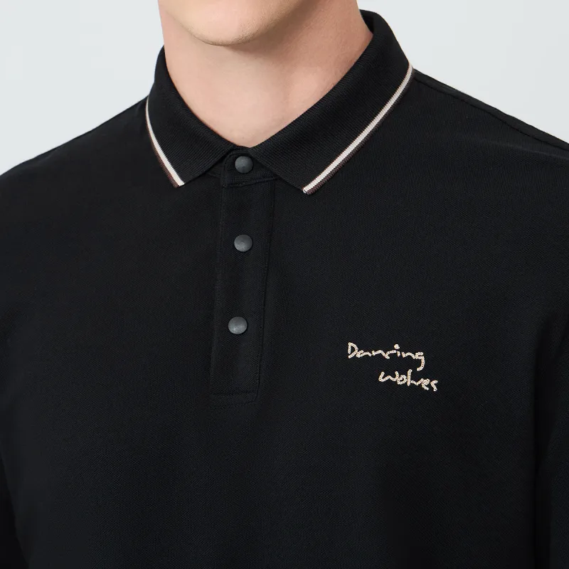 Dance With Wolves Polo Shirt Men's Black-6