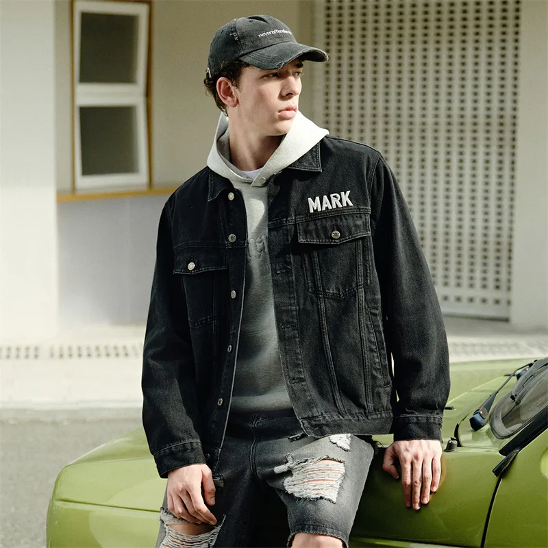 FAIRWHALE Denim Jackets Unisex Black-4