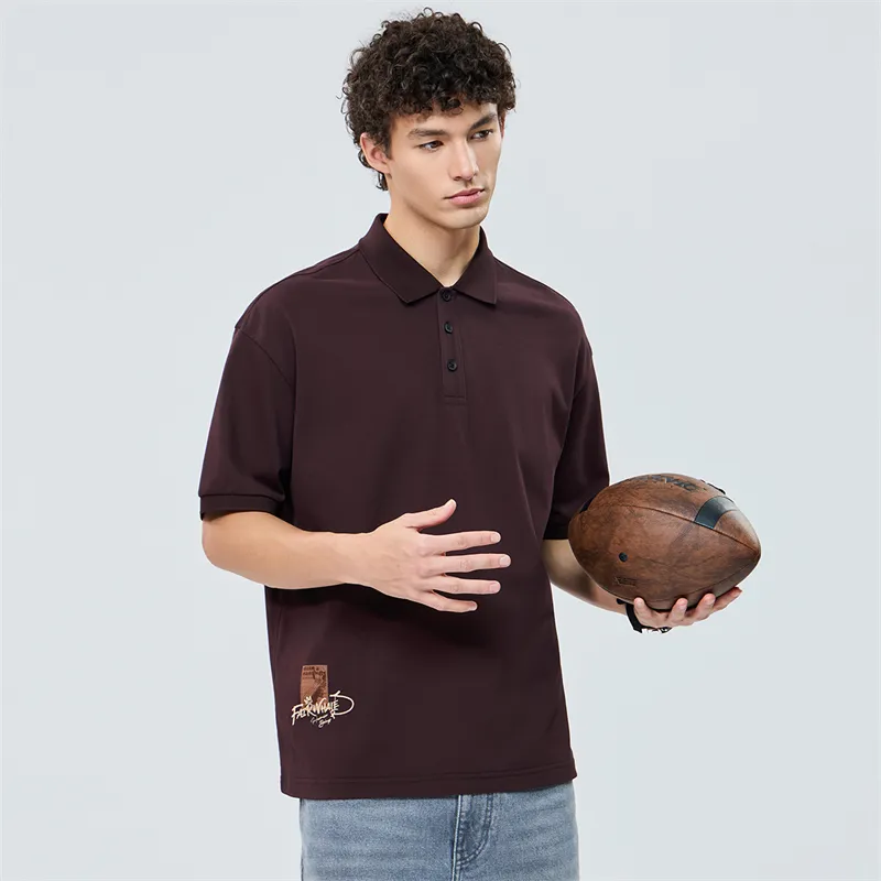 FAIRWHALE Polo Shirt Unisex Red Brown-3