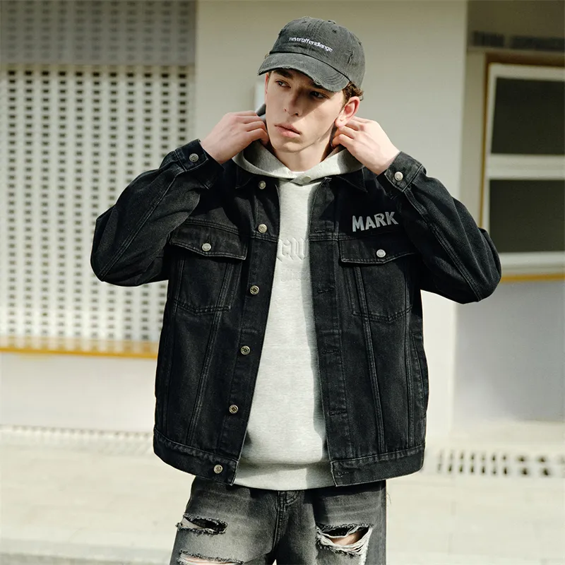FAIRWHALE Denim Jackets Unisex Black-3