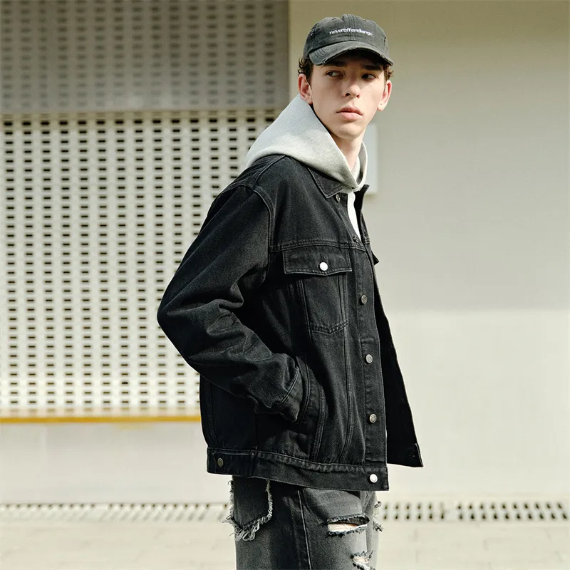 FAIRWHALE Denim Jackets Unisex Black-5