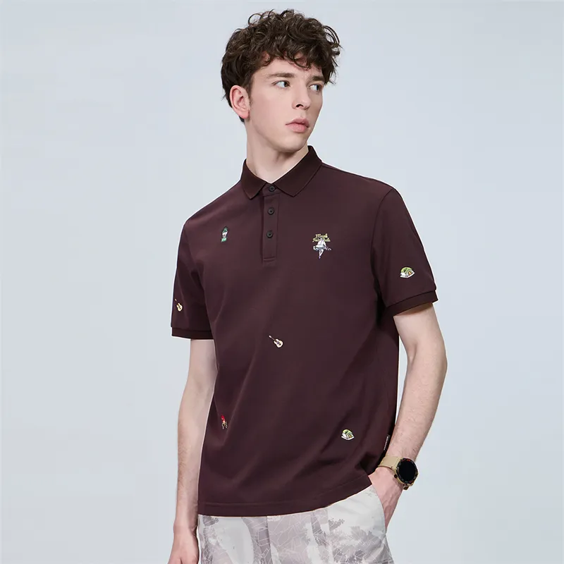 FAIRWHALE Polo Shirts Unisex 314 Red Brown-4