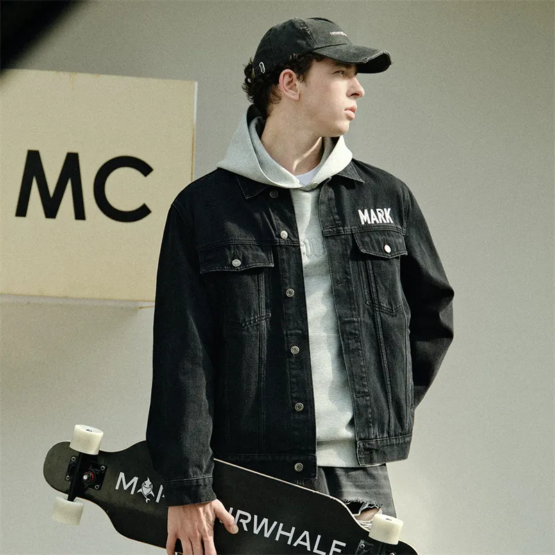 FAIRWHALE Denim Jackets Unisex Black-6