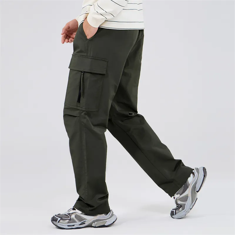 FAIRWHALE Casual Pants Unisex Army Green-2