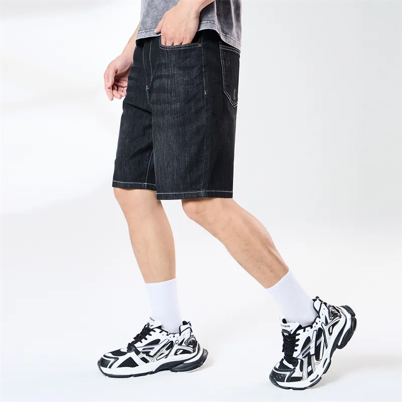 FAIRWHALE Denim Shorts Unisex 015 Dark Gray-5