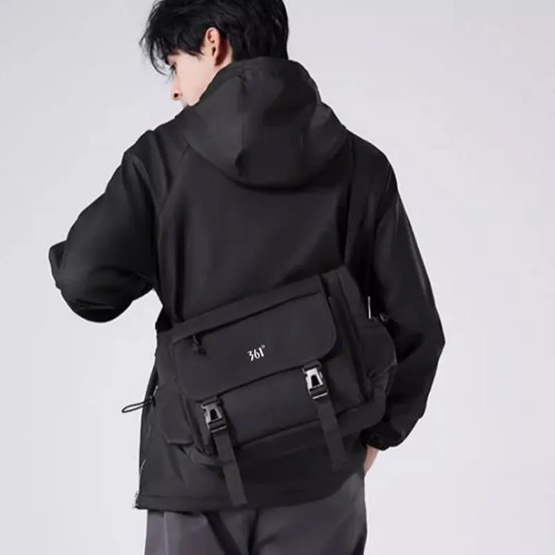 361° Fabric Shoulder Bag, Crossbody Bag Unisex Black-3