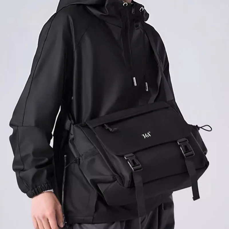 361° Fabric Shoulder Bag, Crossbody Bag Unisex Black-2