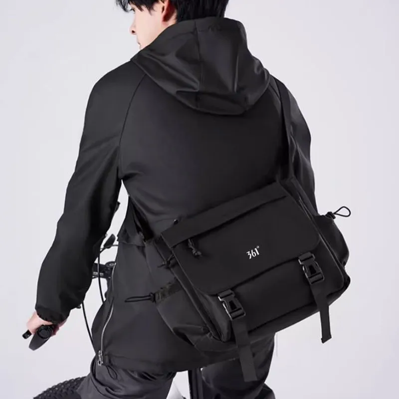 361° Fabric Shoulder Bag, Crossbody Bag Unisex Black-4