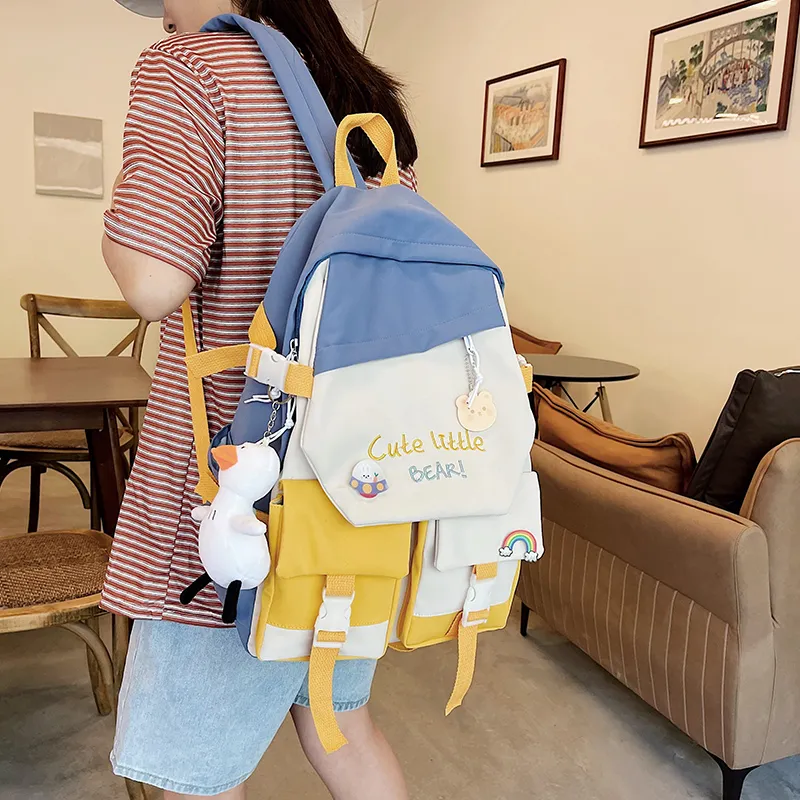Venerable Brahma Nylon Backpack Women's White/Black/Pink/Blue-12
