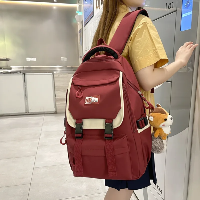 Venerable Brahma Nylon Fabric Backpack Women's Black/Pink/Red/Purple/Peacock Blue/Royal Blue-4